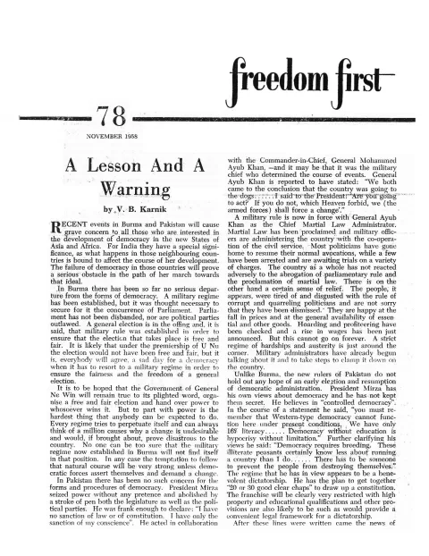 First page of Freedom First