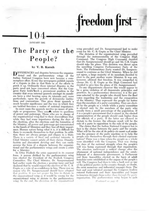 First page of Freedom First