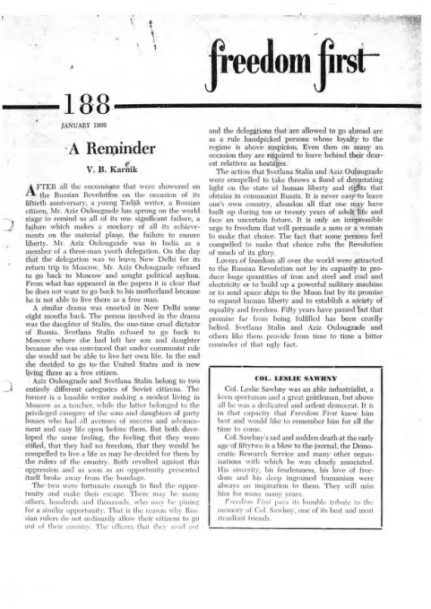 First page of Freedom First
