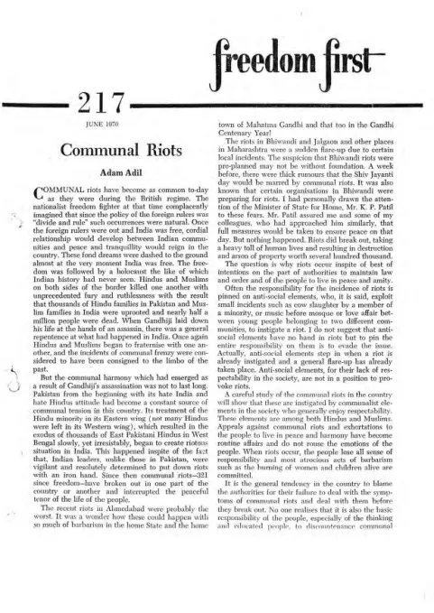 First page of Freedom First