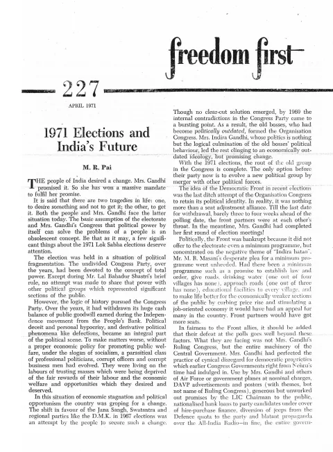 First page of Freedom First