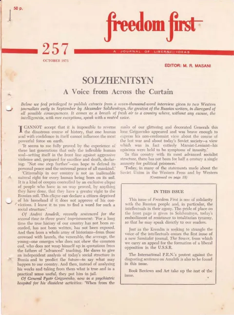 First page of Freedom First