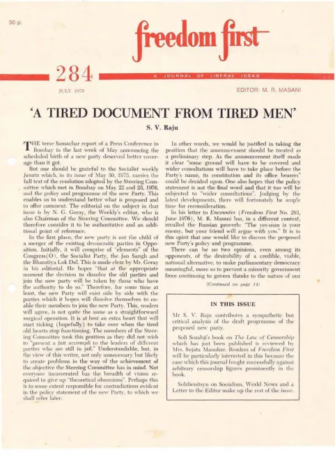 First page of Freedom First