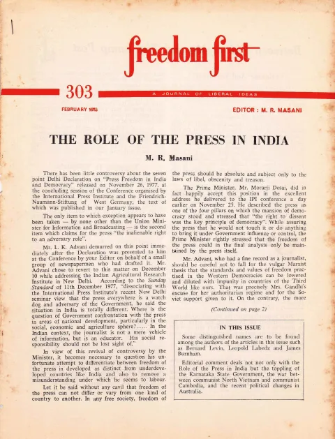 First page of Freedom First