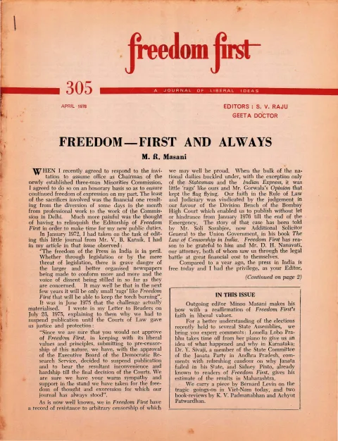 First page of Freedom First