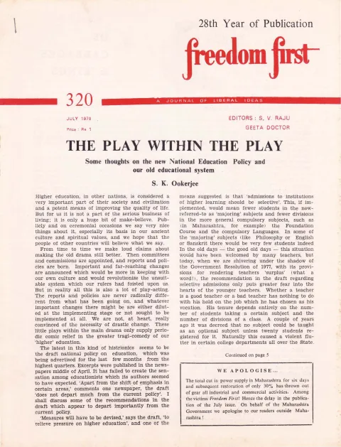 First page of Freedom First