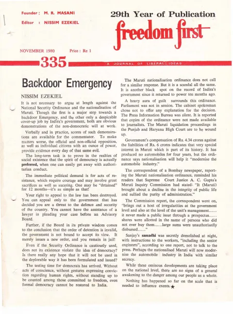 First page of Freedom First