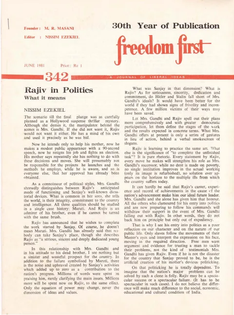 First page of Freedom First