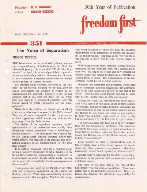 First page of Freedom First