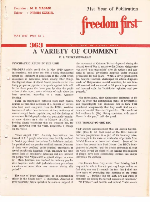 First page of Freedom First