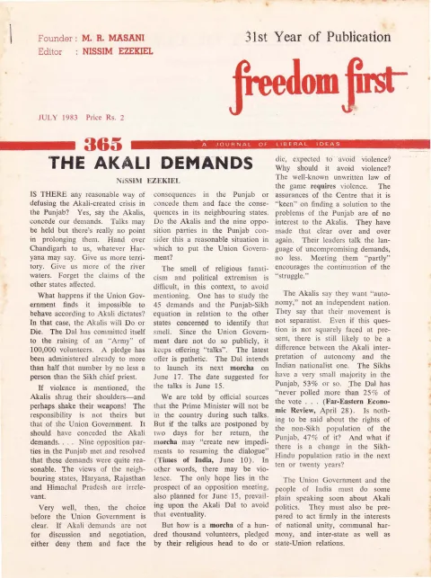 First page of Freedom First