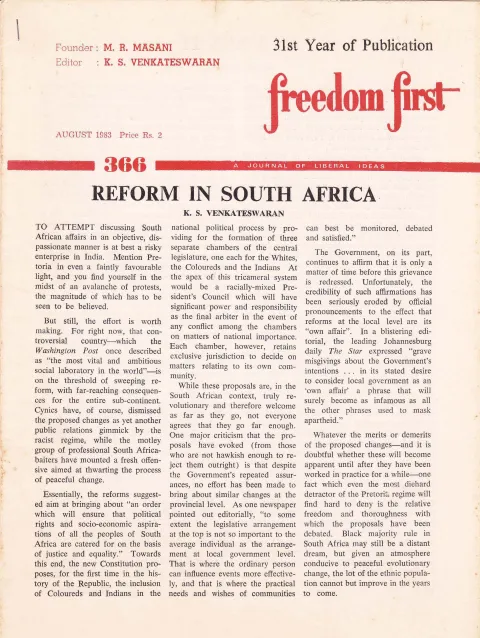 First page of Freedom First