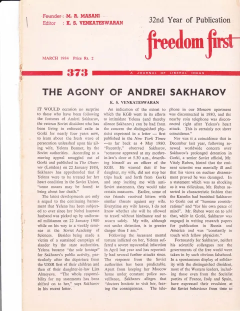 First page of Freedom First
