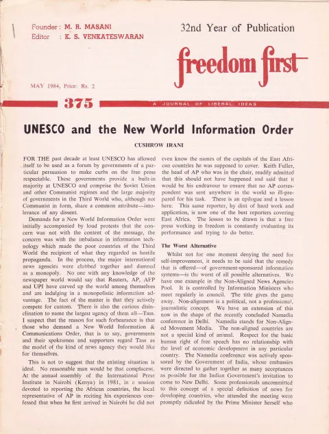 First page of Freedom First