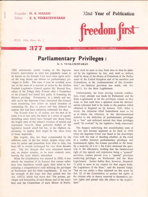 First page of Freedom First