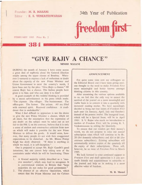 First page of Freedom First