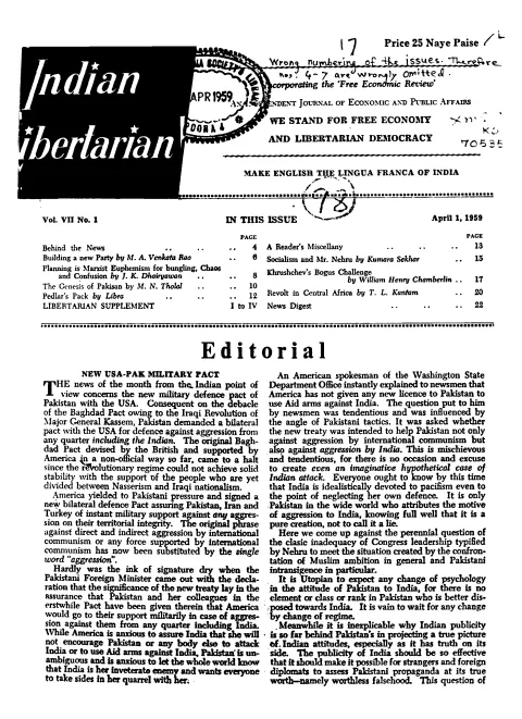 First page of The Indian Libertarian