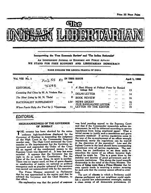 First page of The Indian Libertarian