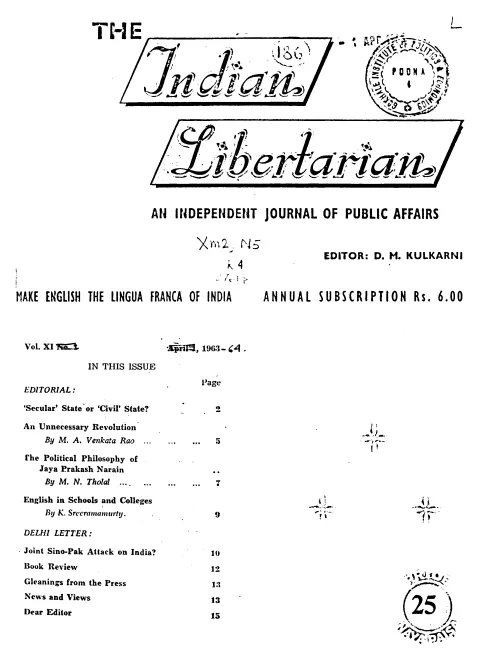 First page of The Indian Libertarian