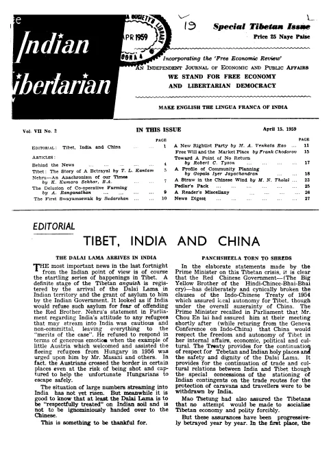 First page of The Indian Libertarian