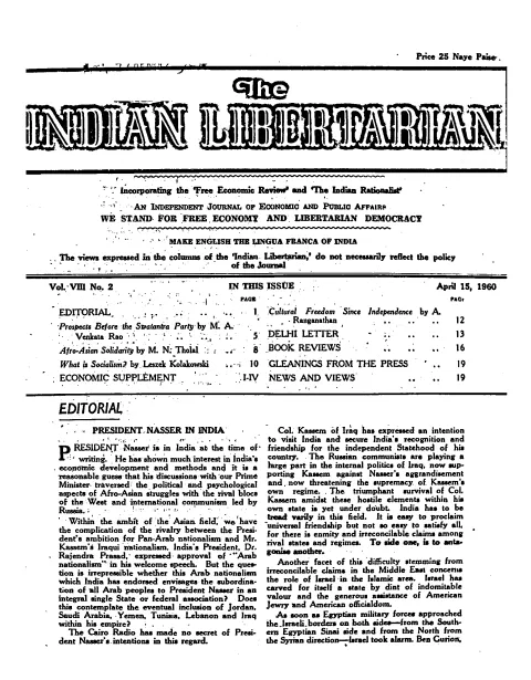 First page of The Indian Libertarian