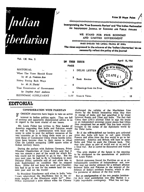 First page of The Indian Libertarian