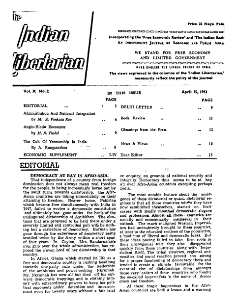 First page of The Indian Libertarian