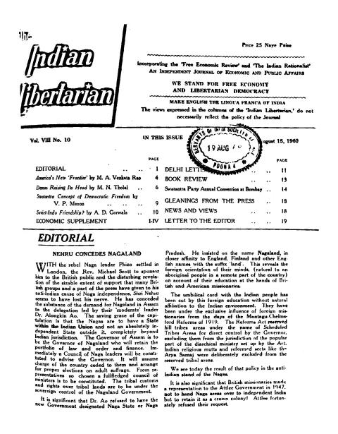 First page of The Indian Libertarian