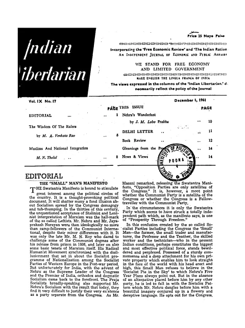 First page of The Indian Libertarian