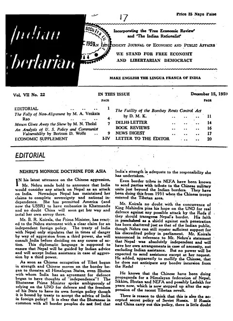 First page of The Indian Libertarian