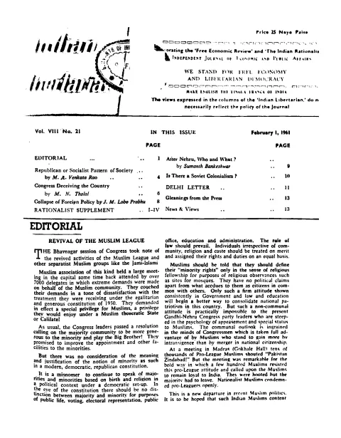 First page of The Indian Libertarian