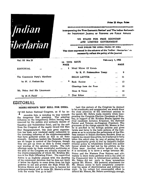First page of The Indian Libertarian