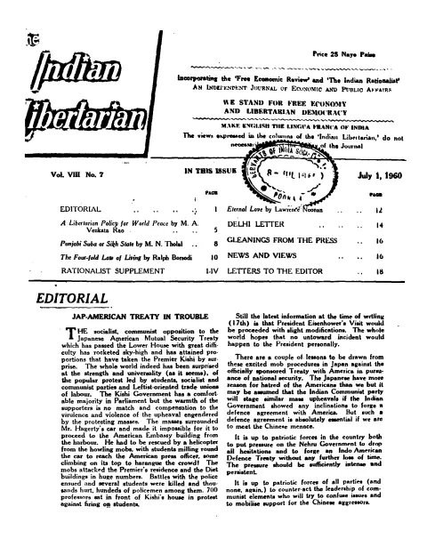 First page of The Indian Libertarian