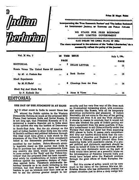 First page of The Indian Libertarian