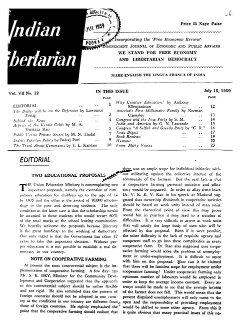 First page of The Indian Libertarian
