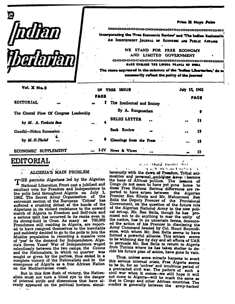 First page of The Indian Libertarian