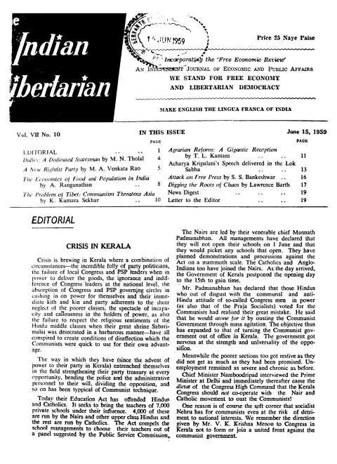 First page of The Indian Libertarian