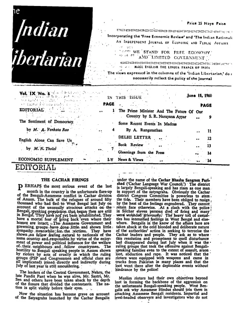 First page of The Indian Libertarian