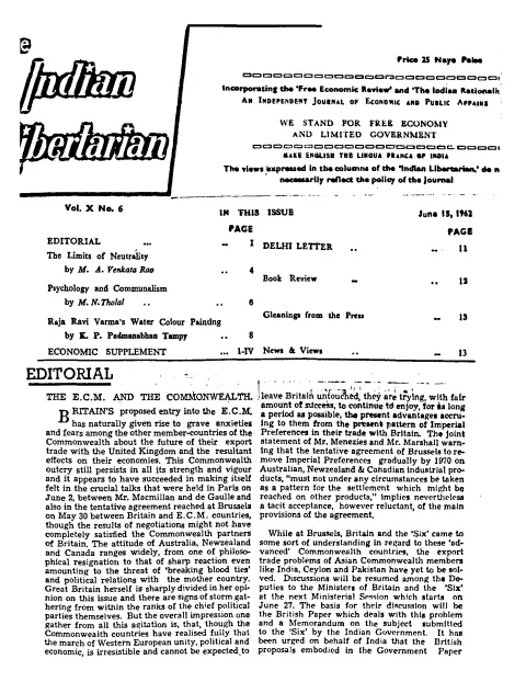 First page of The Indian Libertarian