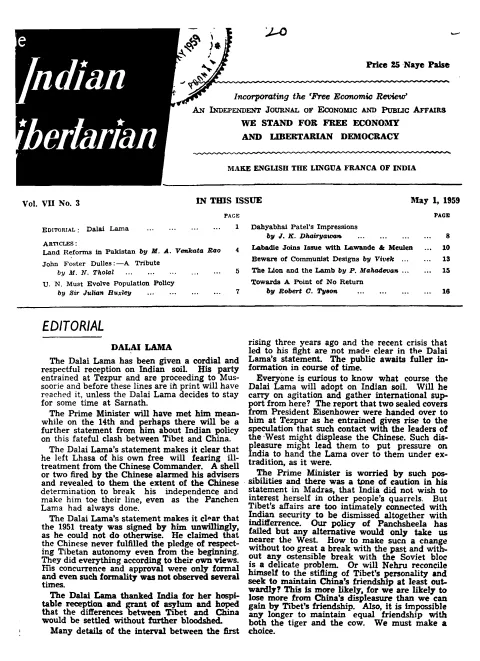 First page of The Indian Libertarian