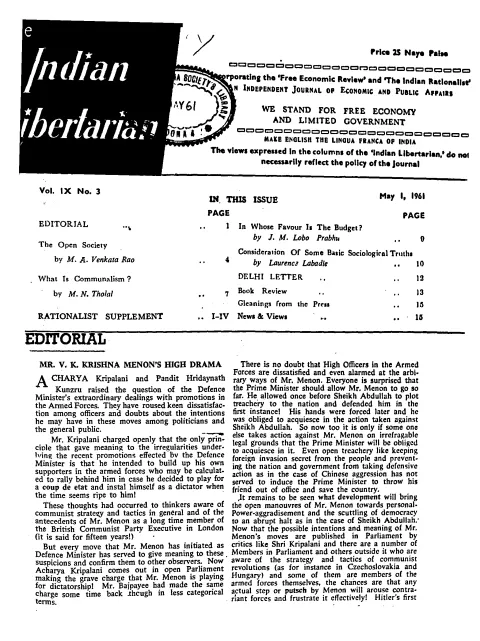 First page of The Indian Libertarian