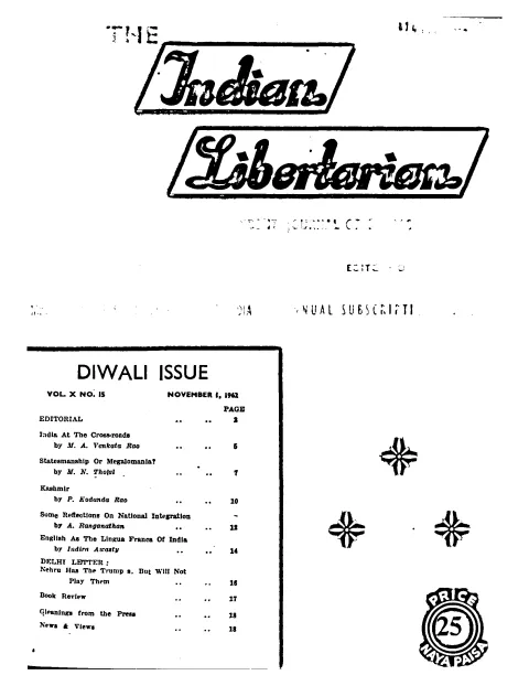 First page of The Indian Libertarian