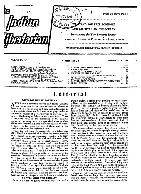 First page of The Indian Libertarian