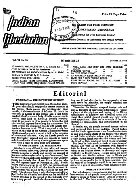 First page of The Indian Libertarian