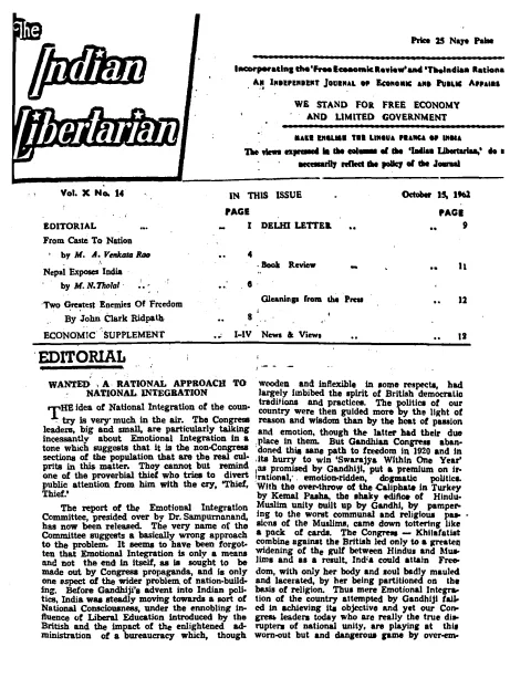 First page of The Indian Libertarian