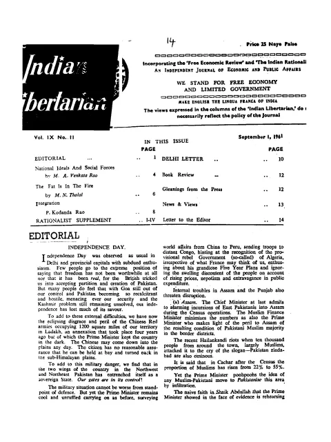 First page of The Indian Libertarian