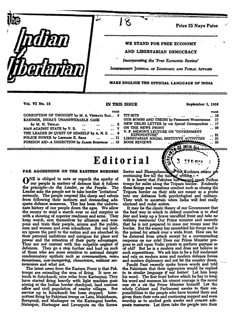 First page of The Indian Libertarian