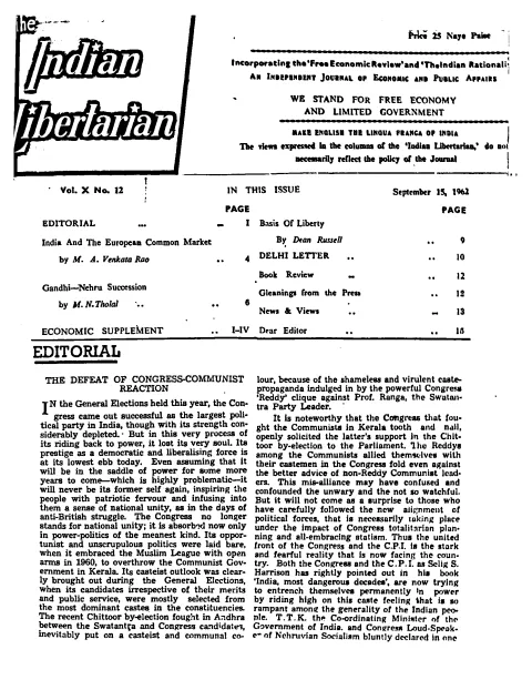 First page of The Indian Libertarian